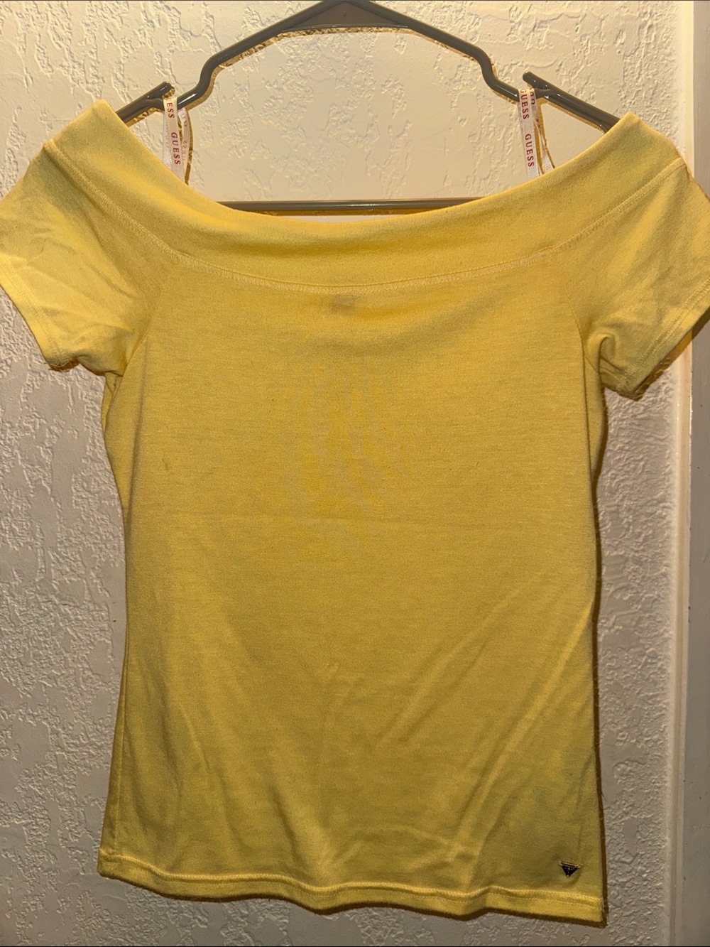 Guess Yellow Off-Shoulder Top